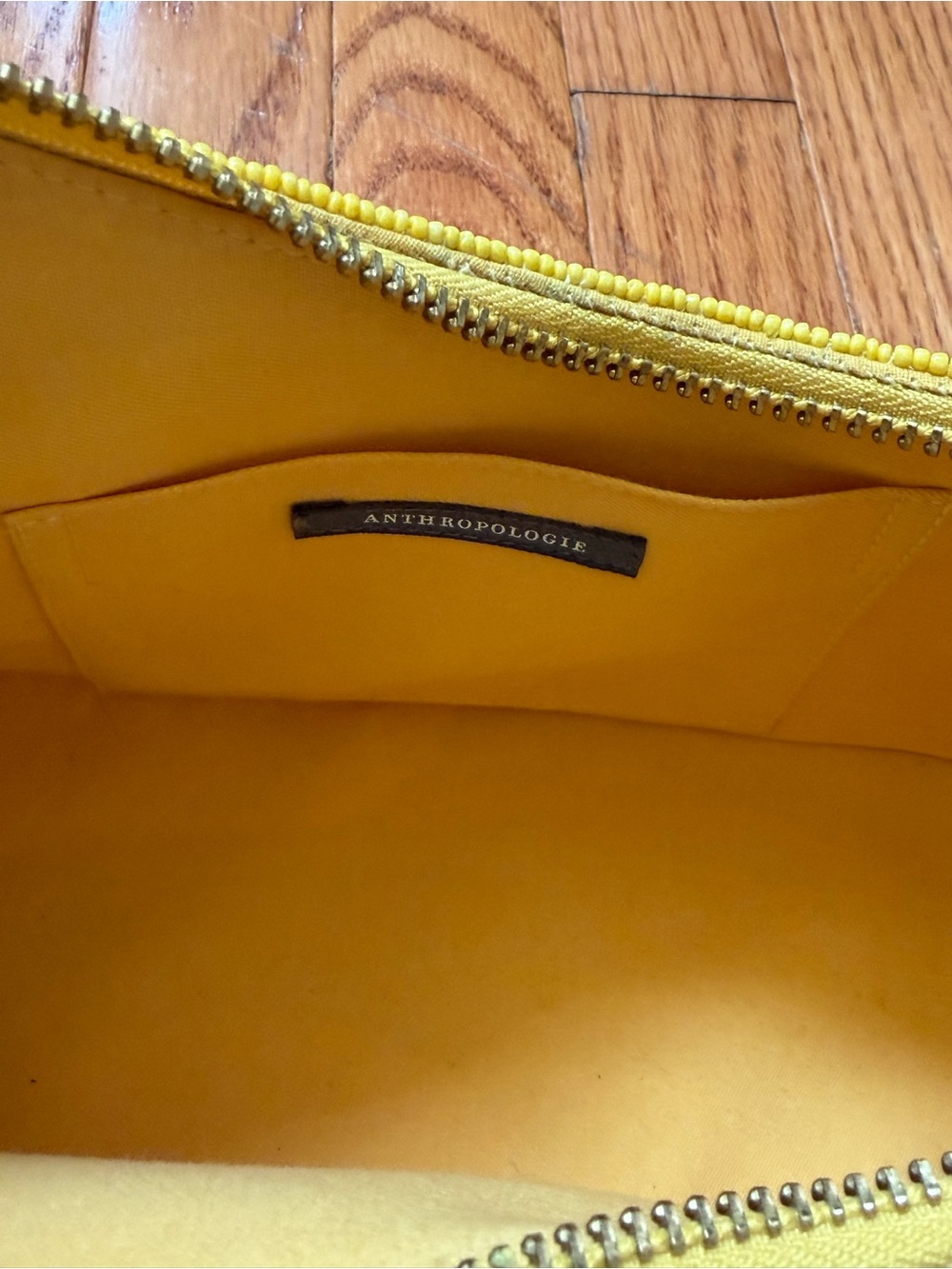 new Anthropologie asymmetrical beaded shoulder bag yellow multicolor stripe - Picture 5 of 14